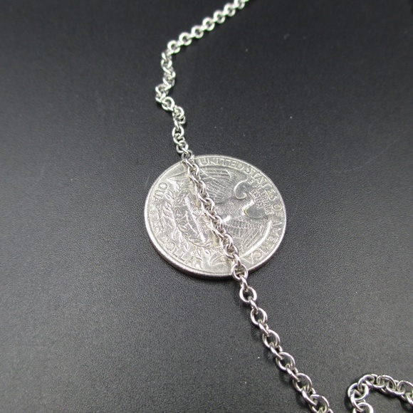 22" Silver Tone Chain & Faux Pink Stone Necklace - Picture 5 of 7